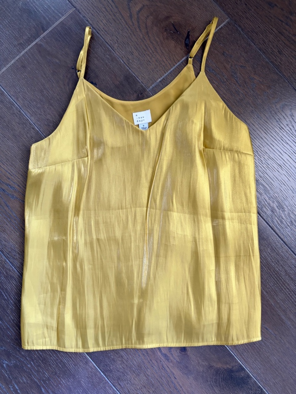 a new day Mustard Yellow Satin-Effect Spaghetti Strap Cami